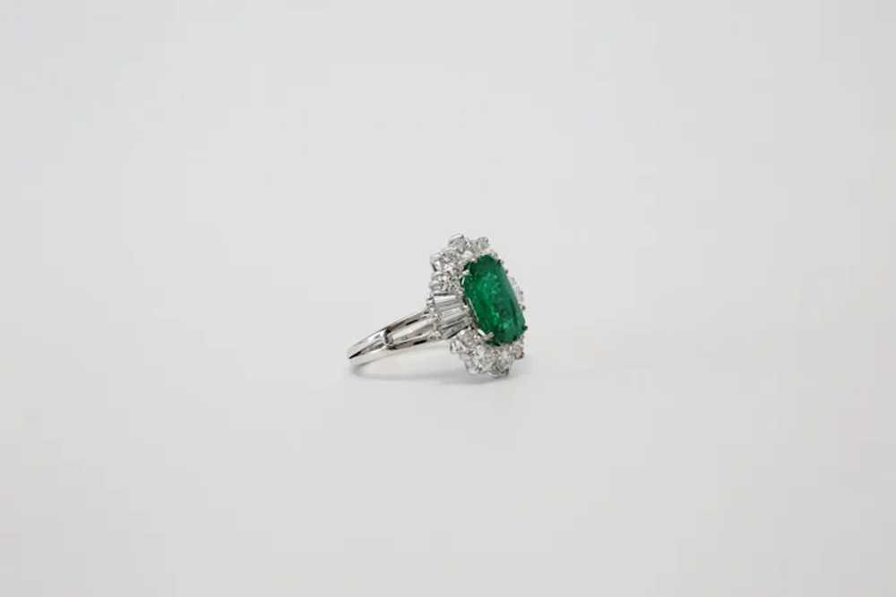 18k White Gold Emerald & Diamond Cocktail Ring, S… - image 2