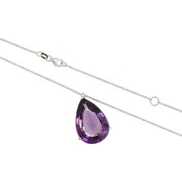 18ct Amethyst Pendant Necklace in Solid 14K White 