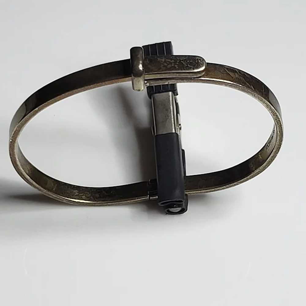 Vintage Sterling Silver Clasp Belt Bracelet - image 2