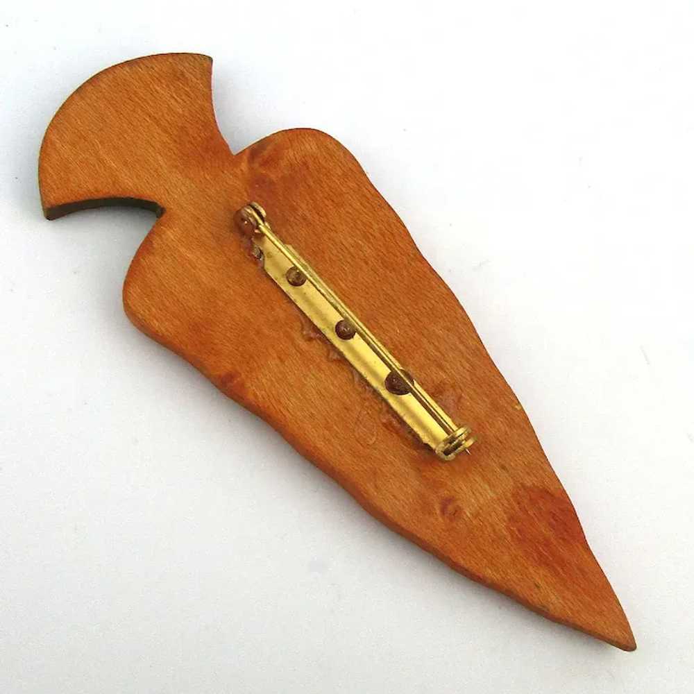 Vintage 1940s Carved Wood Carrot Pin - image 2