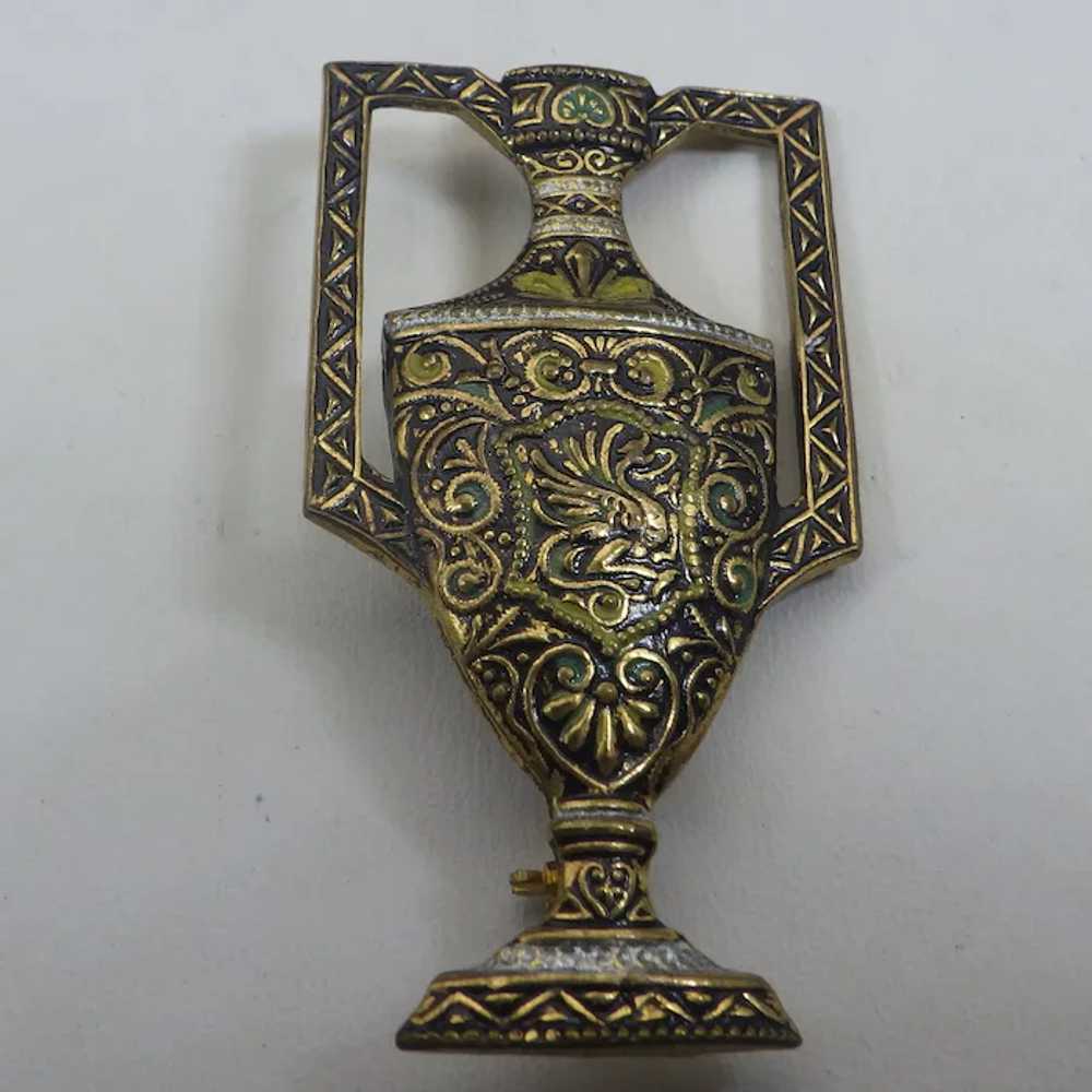 Classic Spanish Damascene Vessel Brooch, 1950s Sp… - image 3