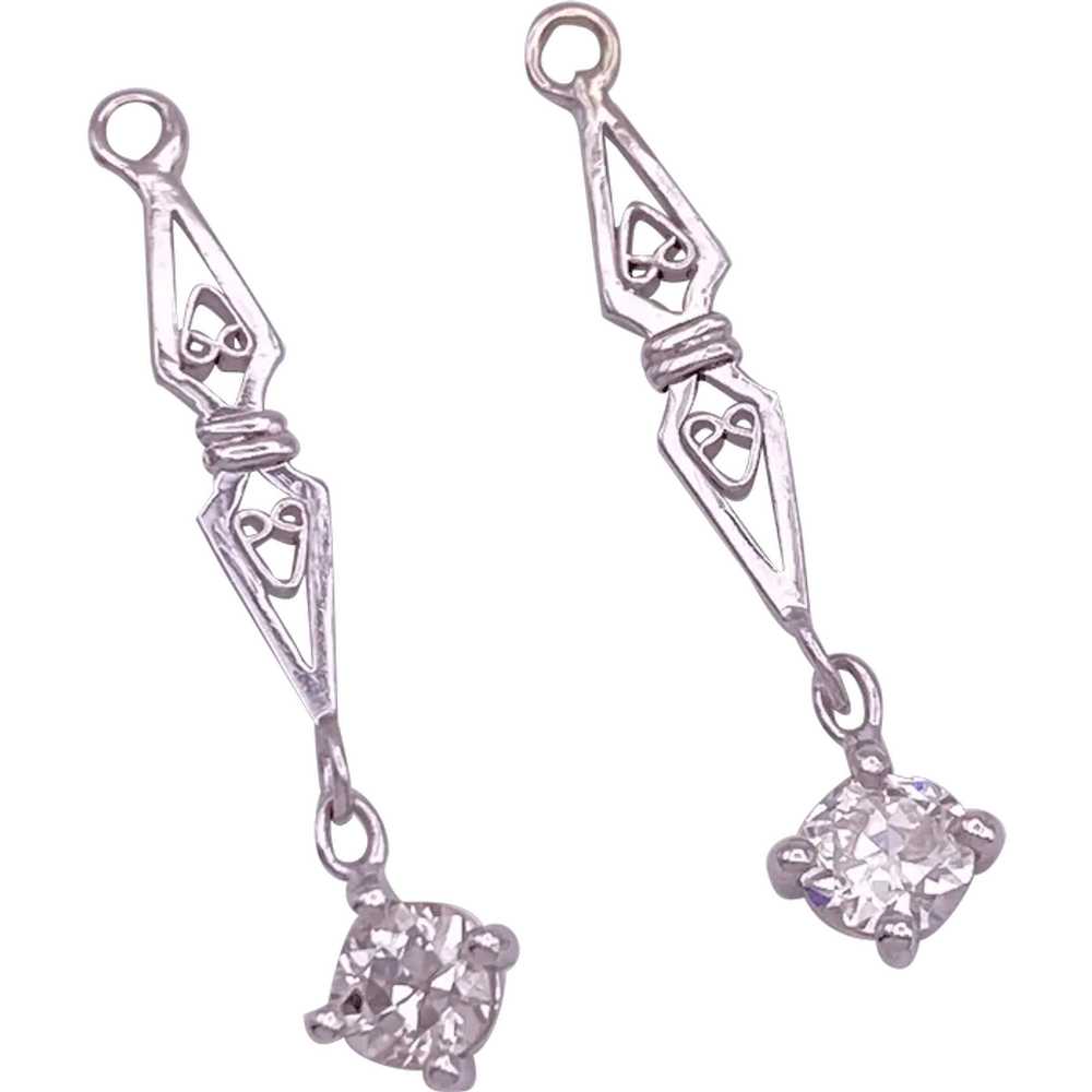 Diamond Dangle Earring Jackets 14K White Gold Fil… - image 1