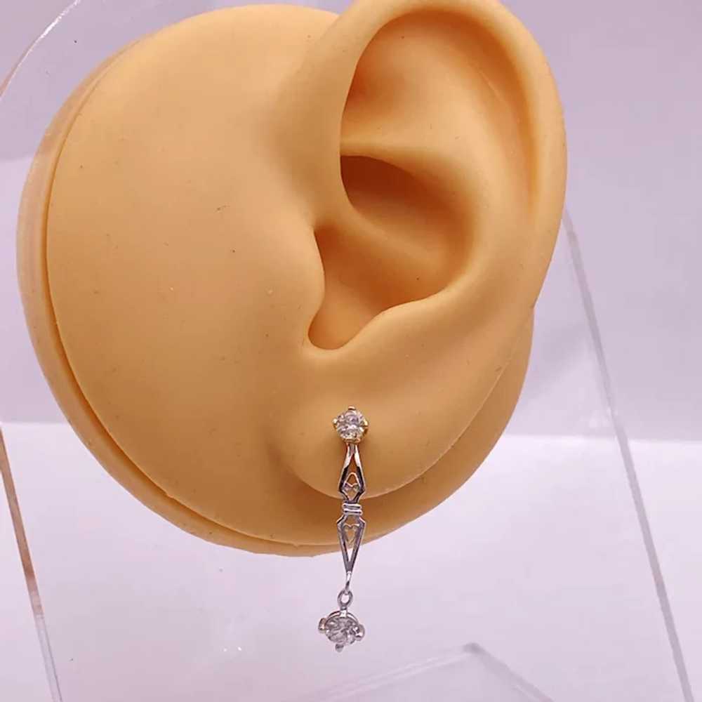 Diamond Dangle Earring Jackets 14K White Gold Fil… - image 4