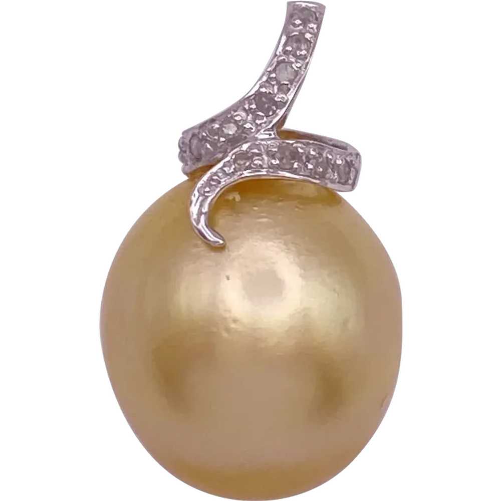 Golden South Seas Cultured Pearl and Diamond Pend… - image 1