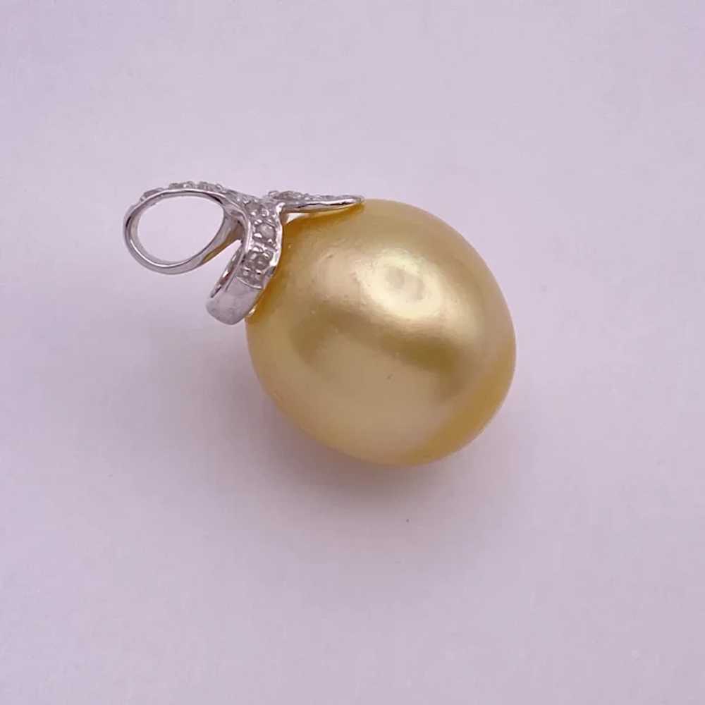 Golden South Seas Cultured Pearl and Diamond Pend… - image 2