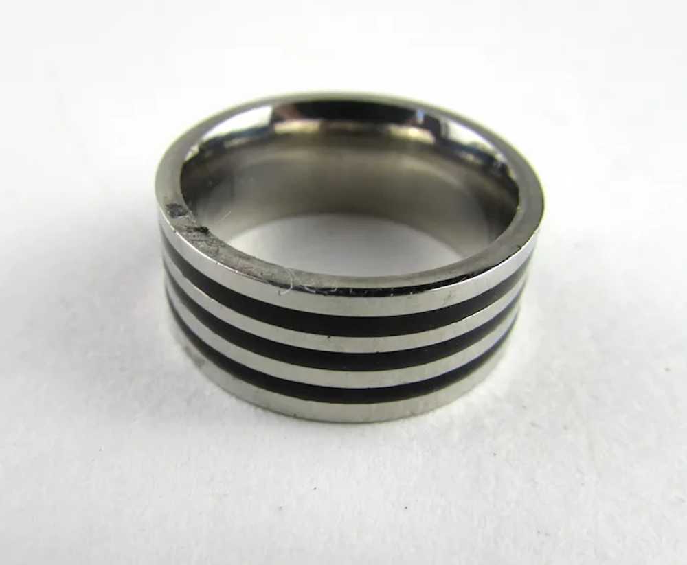 Titanium Ring With Black Stripes - image 10