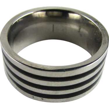 Titanium Ring With Black Stripes - image 1