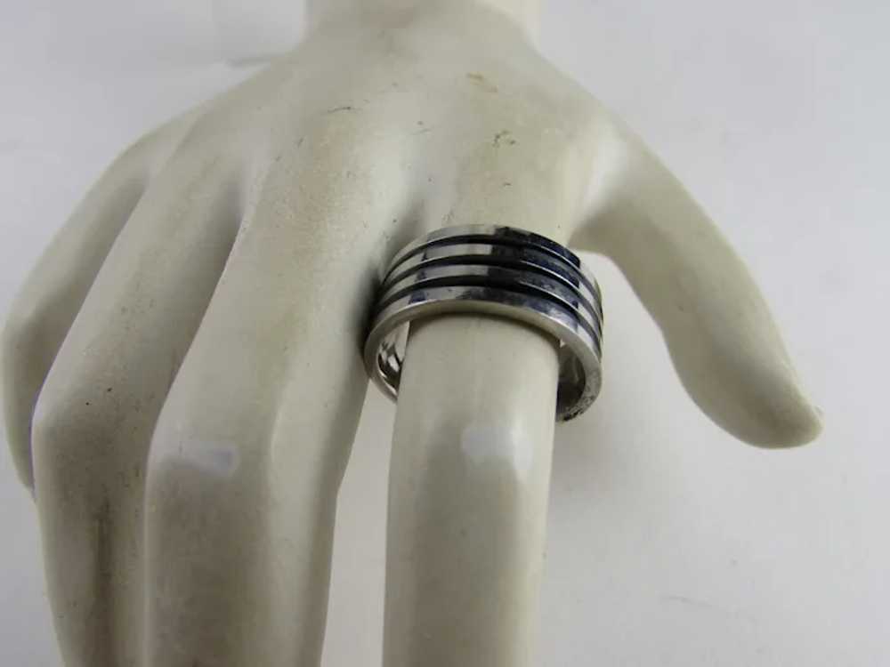 Titanium Ring With Black Stripes - image 5