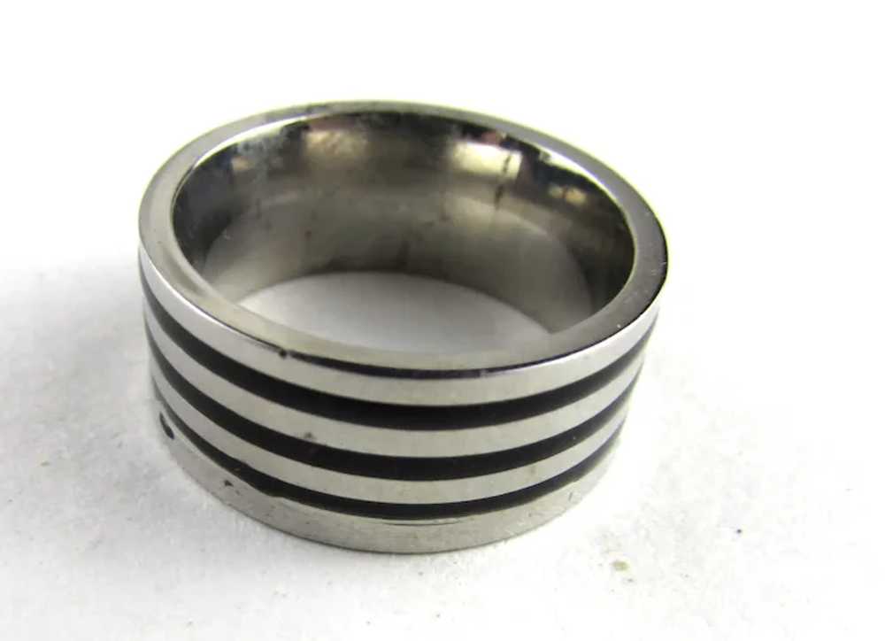 Titanium Ring With Black Stripes - image 6