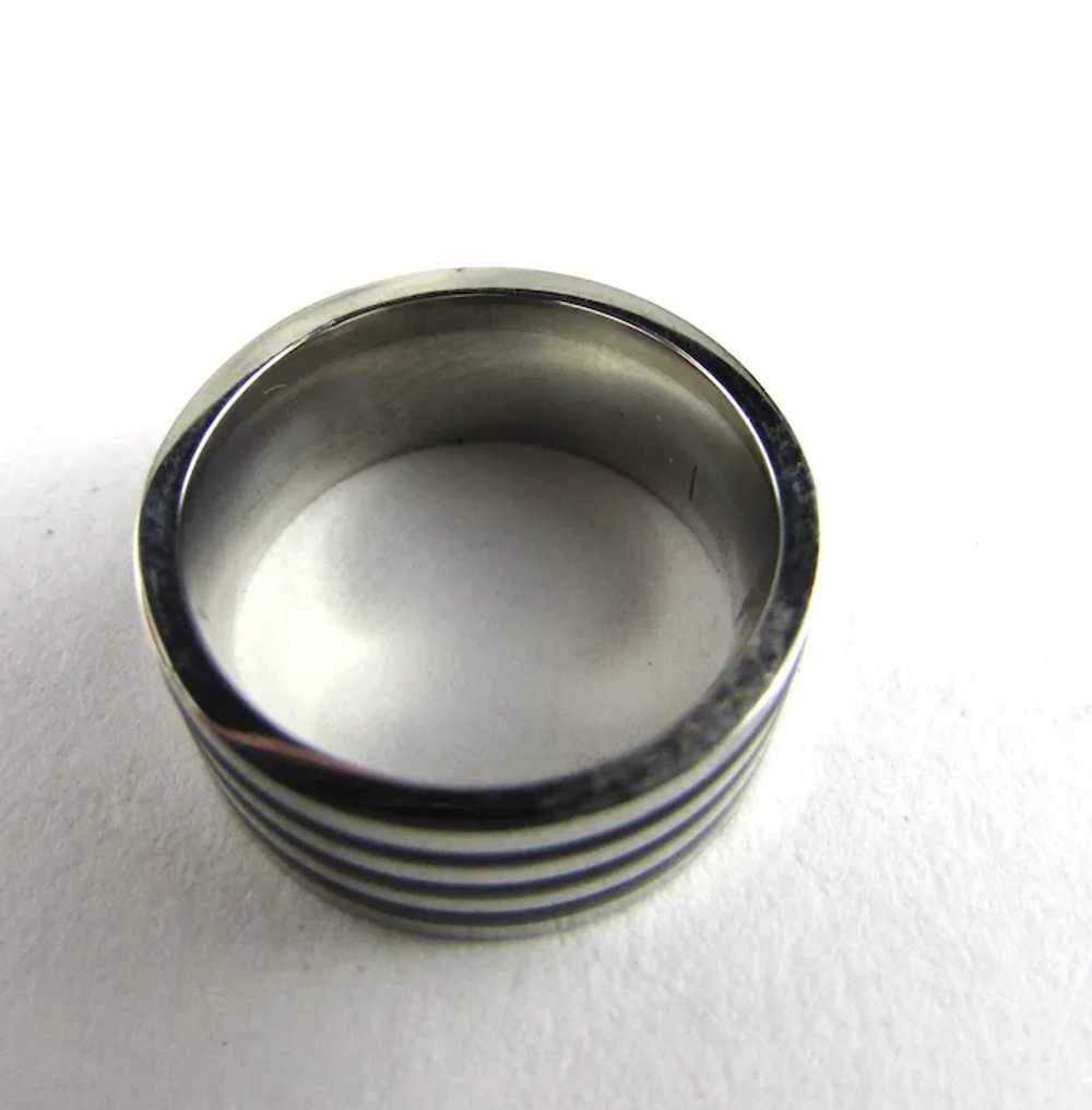 Titanium Ring With Black Stripes - image 7