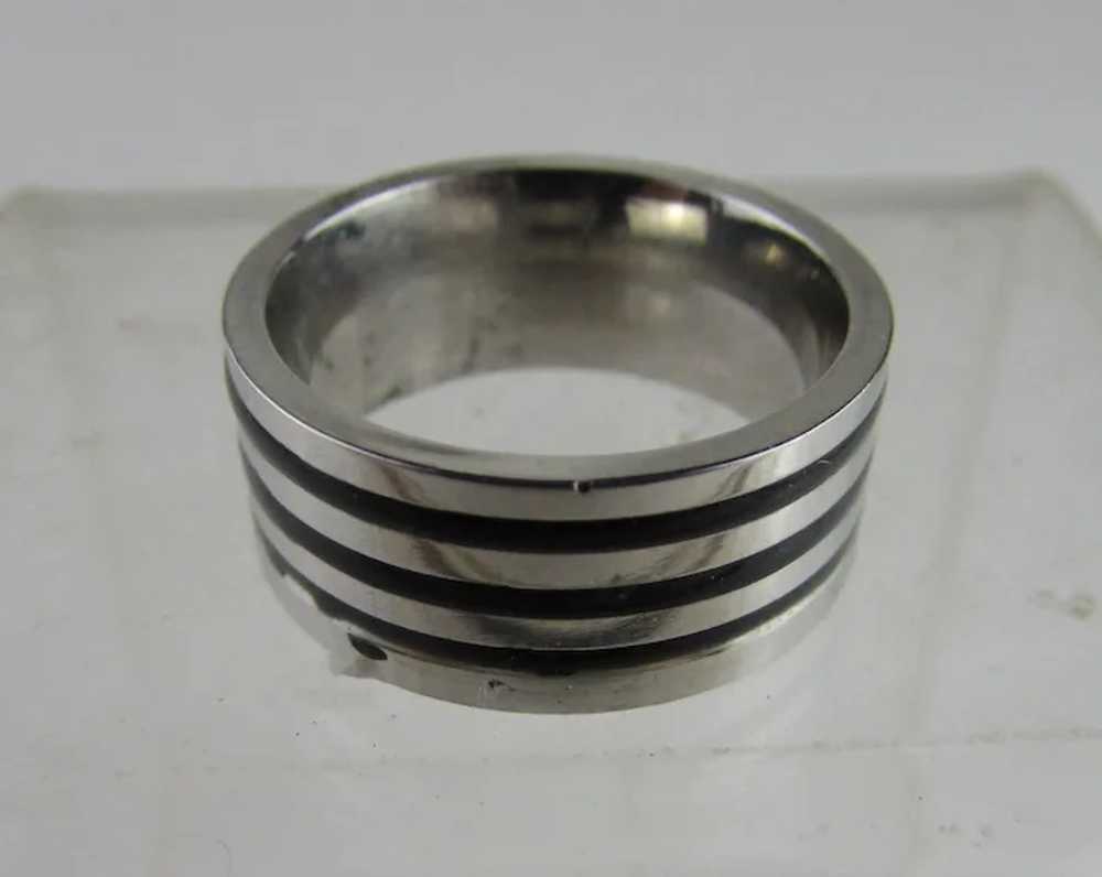 Titanium Ring With Black Stripes - image 8