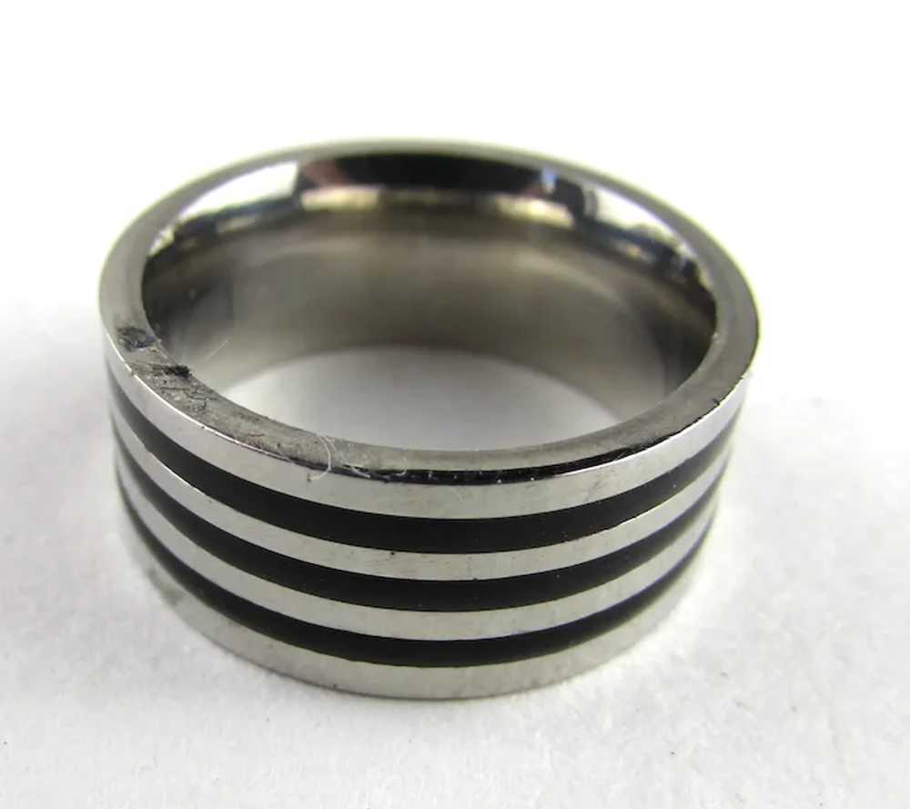 Titanium Ring With Black Stripes - image 9