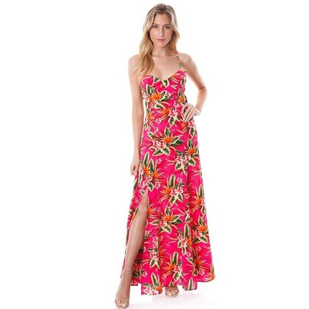 Show Me Your MuMu Nicole Pink Tropical Floral Str… - image 1