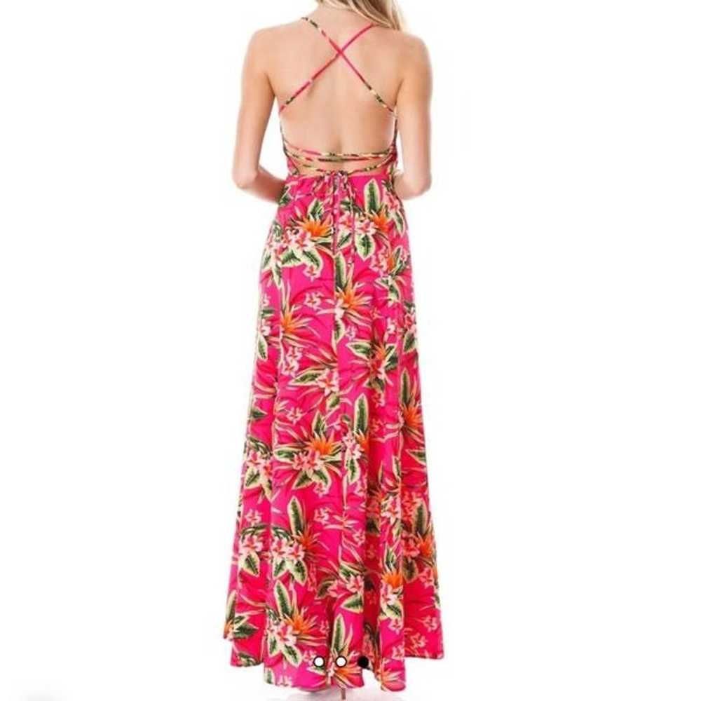 Show Me Your MuMu Nicole Pink Tropical Floral Str… - image 2