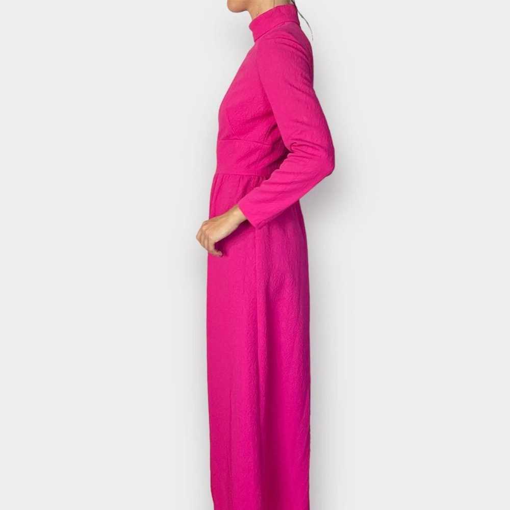 1970s Pink Mock Neck Long Sleeve Maxi Dress - image 4