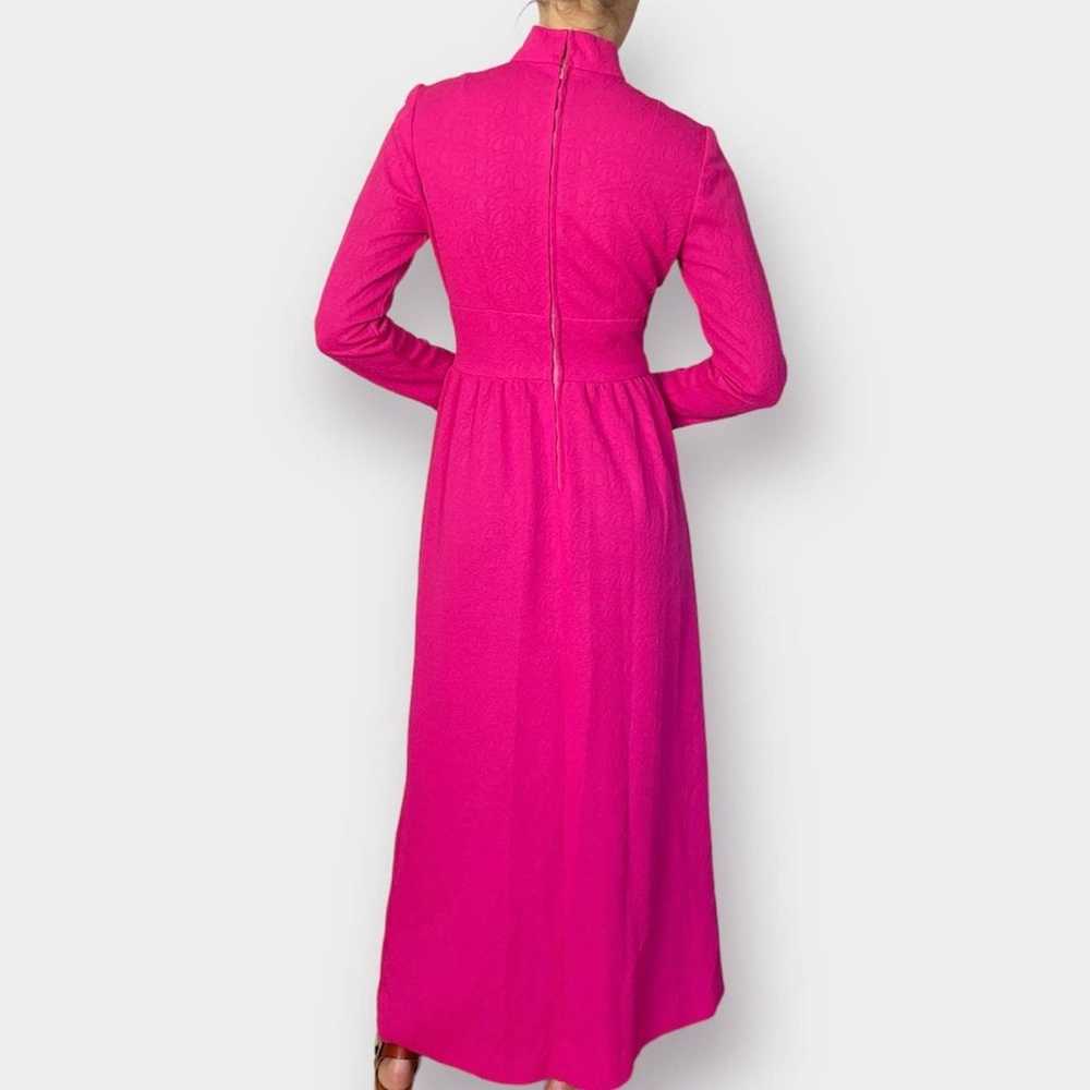 1970s Pink Mock Neck Long Sleeve Maxi Dress - image 5