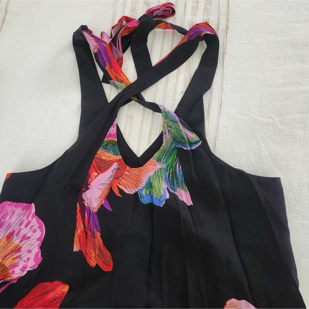 Anthropologie Black & Pink Floral Cayman Silk Max… - image 11
