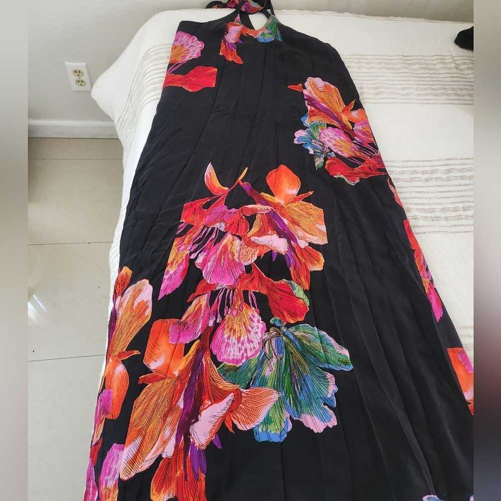 Anthropologie Black & Pink Floral Cayman Silk Max… - image 3