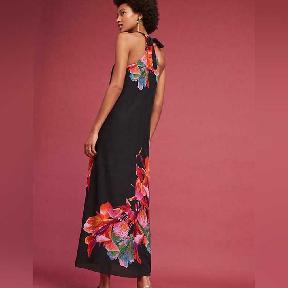 Anthropologie Black & Pink Floral Cayman Silk Max… - image 5