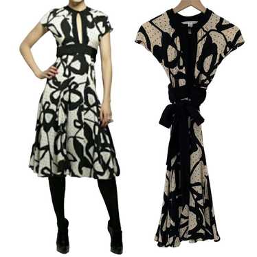 Diane von Furstenberg Silk Wool Midi Dress Abstra… - image 1
