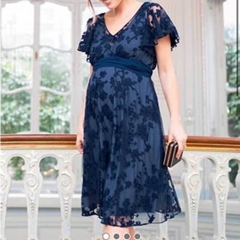 Seraphine Maternity Dress - Navy Blue Floral Lace - image 2