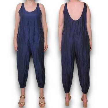 Lunya Navy Resort Linen Silk Jumpsuit