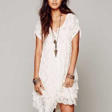 RARE Free People lace button down dress size M - image 1