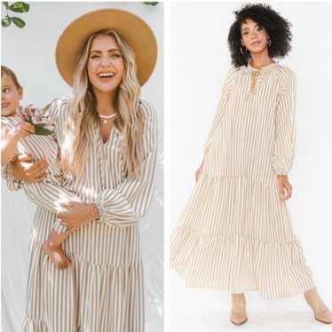 Show Me Your MuMu Birdie Maxi Dress Striped Neutr… - image 1