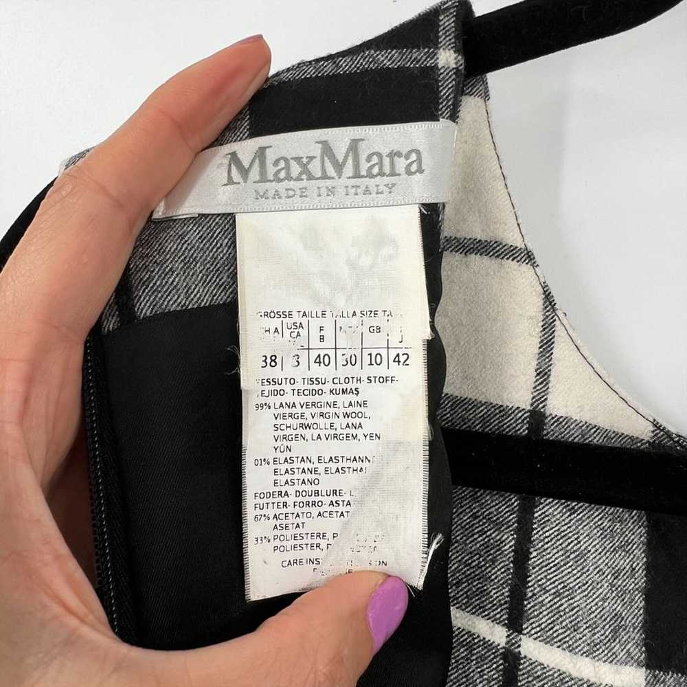 Max Mara Womens Virgin Wool Plaid Checkered Sleev… - image 9