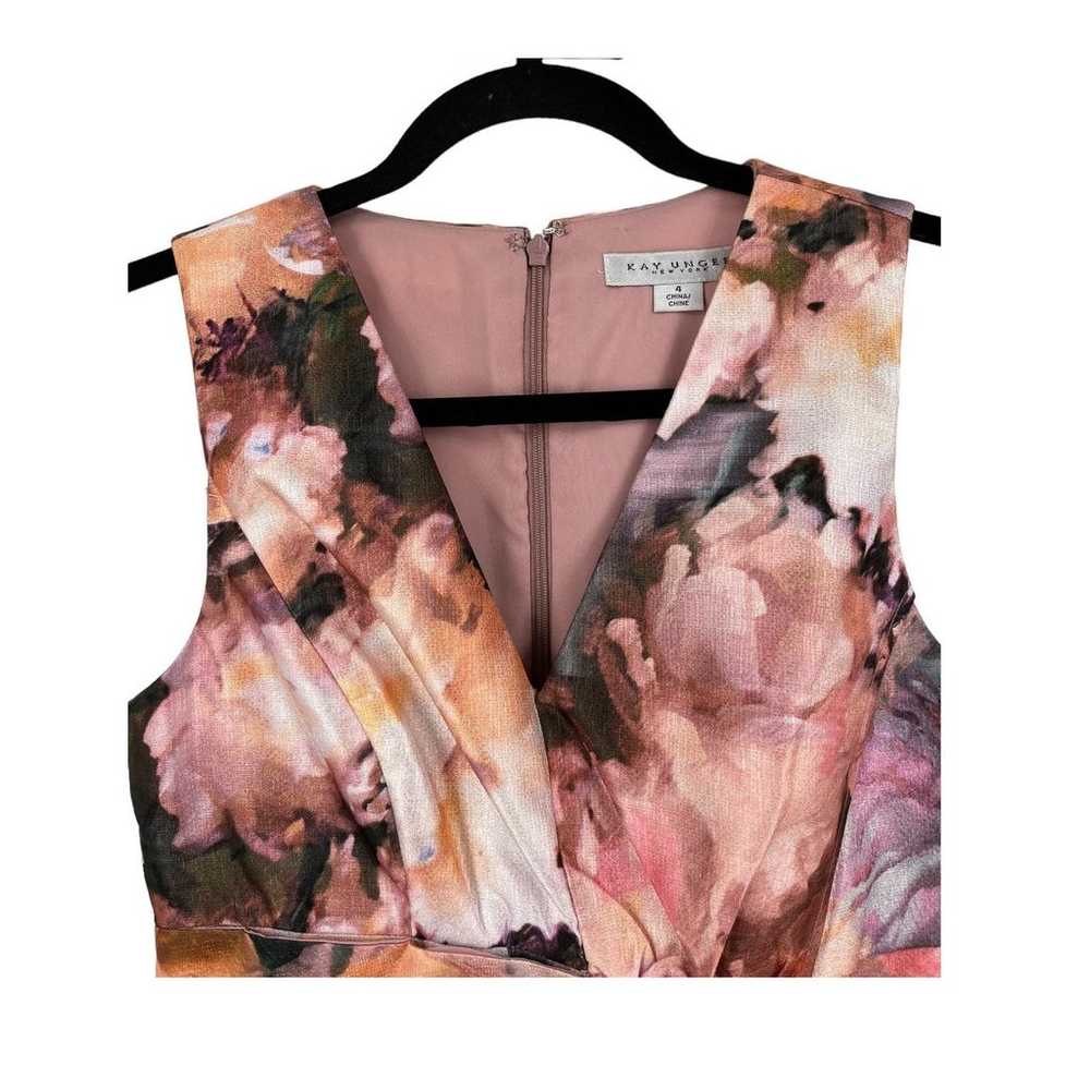 Kay Unger Dress Lani midi sleeveless pink floral … - image 4