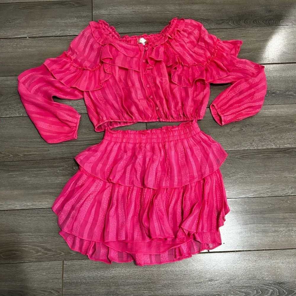 LoveShackFancy Hot Pink Popover Blouse and Mini S… - image 1