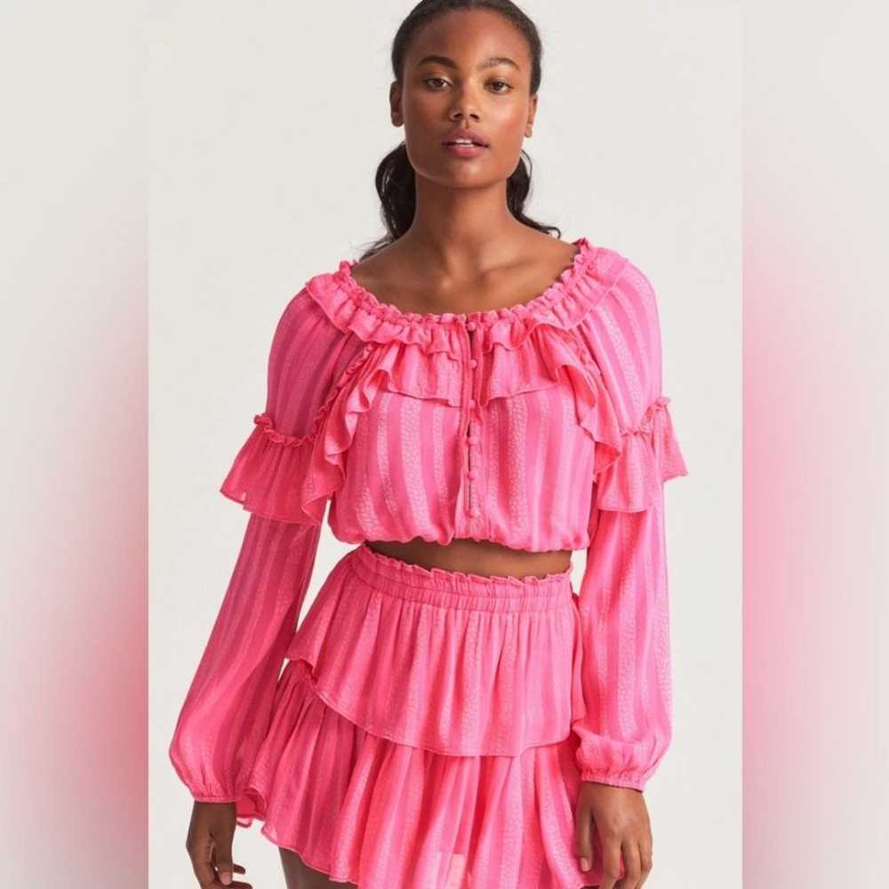 LoveShackFancy Hot Pink Popover Blouse and Mini S… - image 2