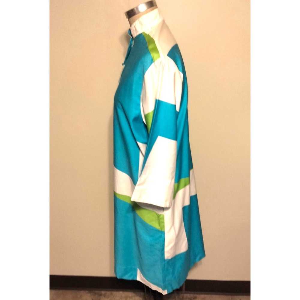 Vintage 80's Aqua-Green-White Graphic Print Midi … - image 7