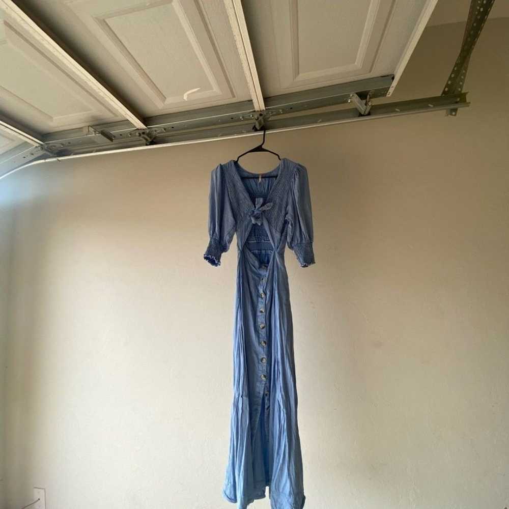 Free People blue short sleeve cutout maxi dress w… - image 4