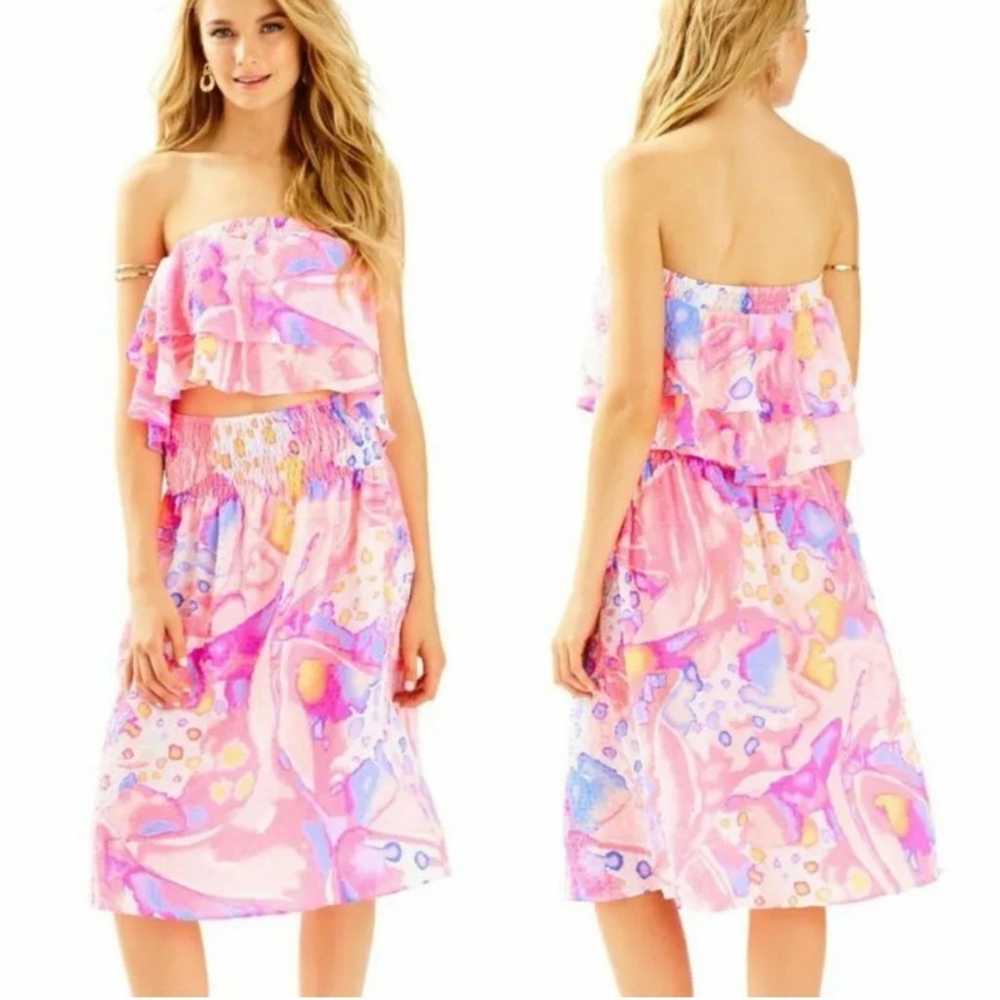 Lilly Pulitzer 2 Piece Berk Set Crop Top Midi Ski… - image 4