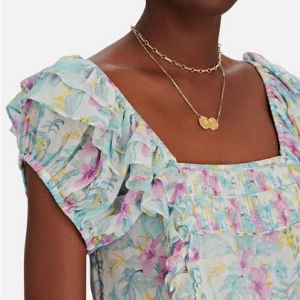 LOVESHACKFANCY Ivoire Floral Chiffon Mini Dress i… - image 3