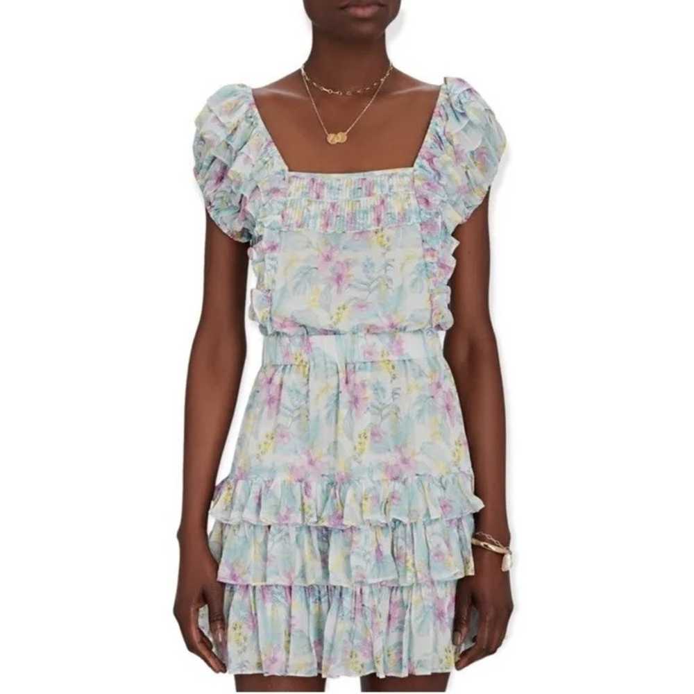 LOVESHACKFANCY Ivoire Floral Chiffon Mini Dress i… - image 5