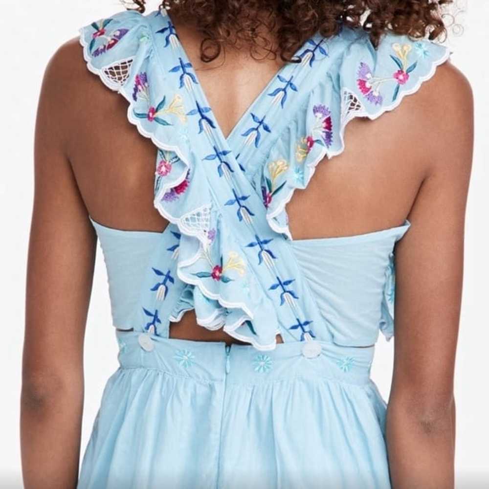 CeliaB Blossom Blue Embroidered Floral Ruffle Sle… - image 2