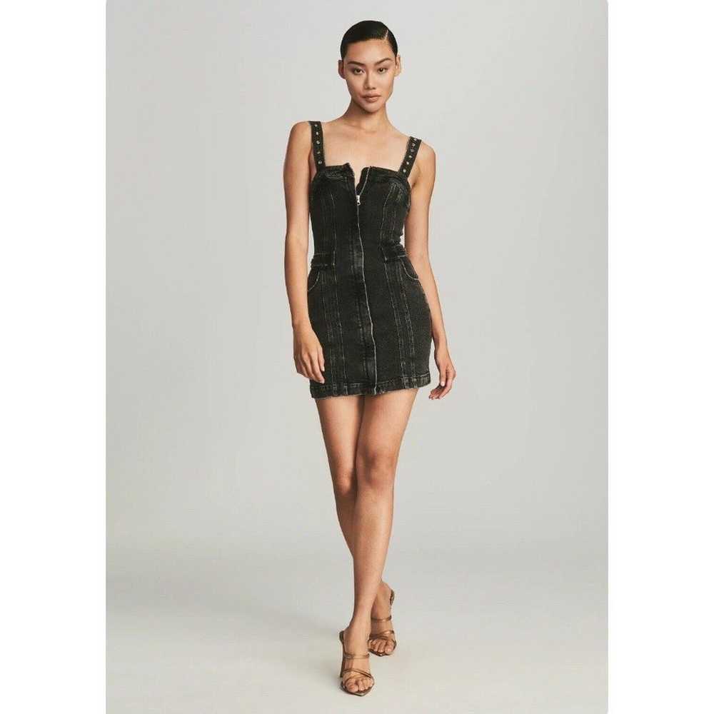 Retrofete Izzy Denim Mini Dress Black Onyx Size M… - image 1