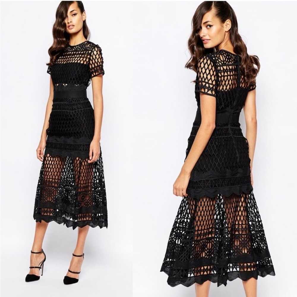 Self Portrait Black Lattice Lace Cutwork Cutout F… - image 5