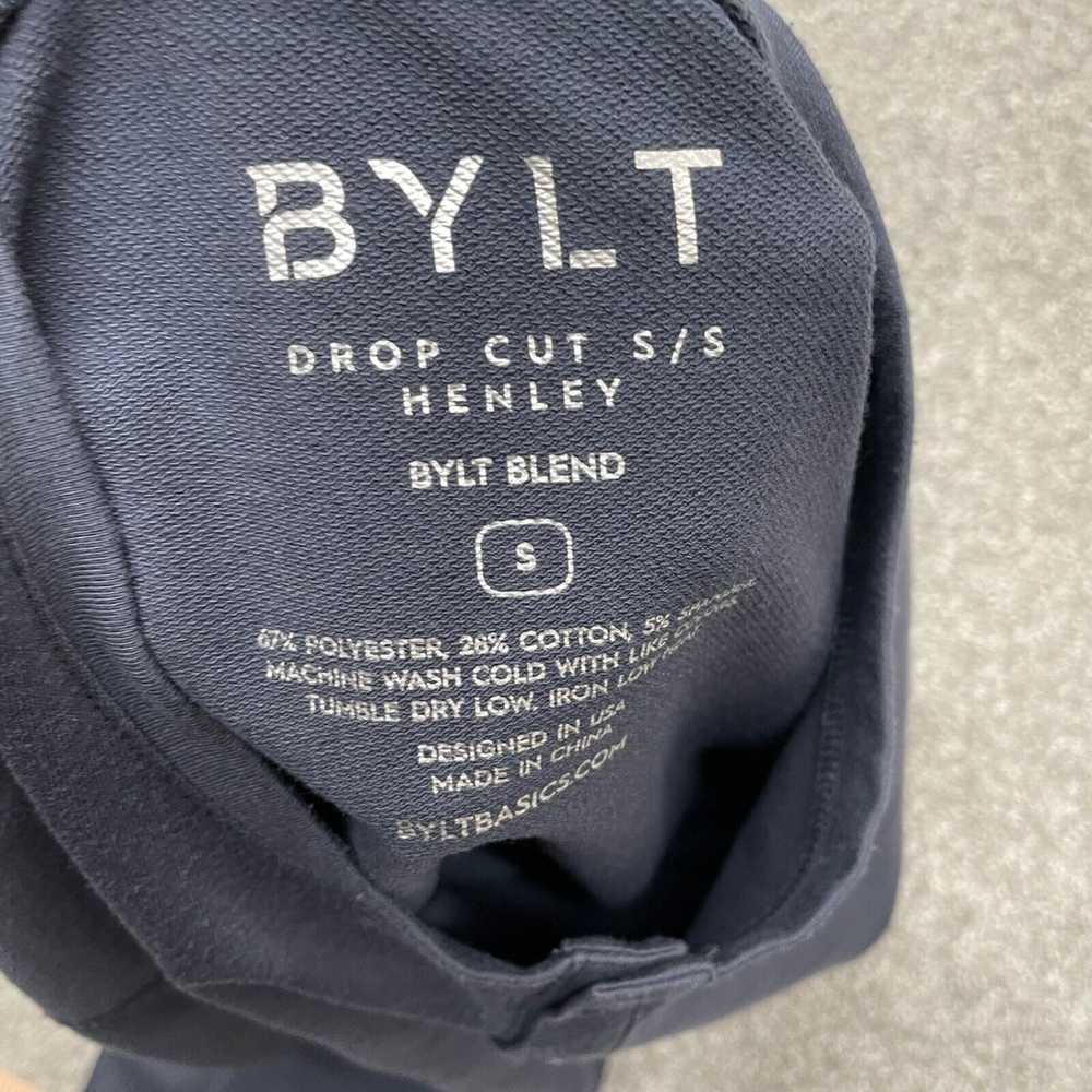 BYLT Shirt Adult Small Blue Henley Drop Cut Crew … - image 7