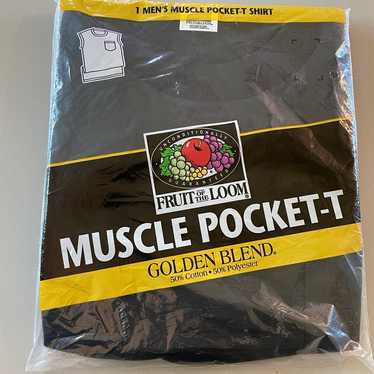 Vintage Fruit of the Loom Men's Muscle Pocket T-S… - image 1