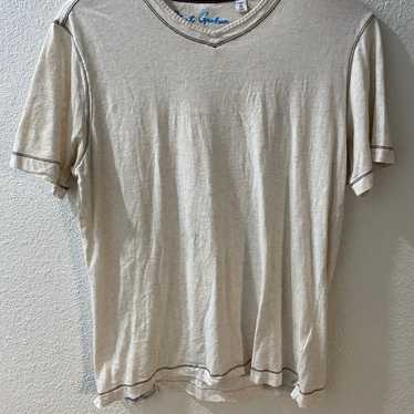 Robert Graham Short Sleeve Cream Colored T-shirt … - image 1