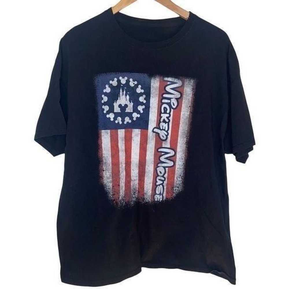 Disney Mickey american flag graphic black short s… - image 1