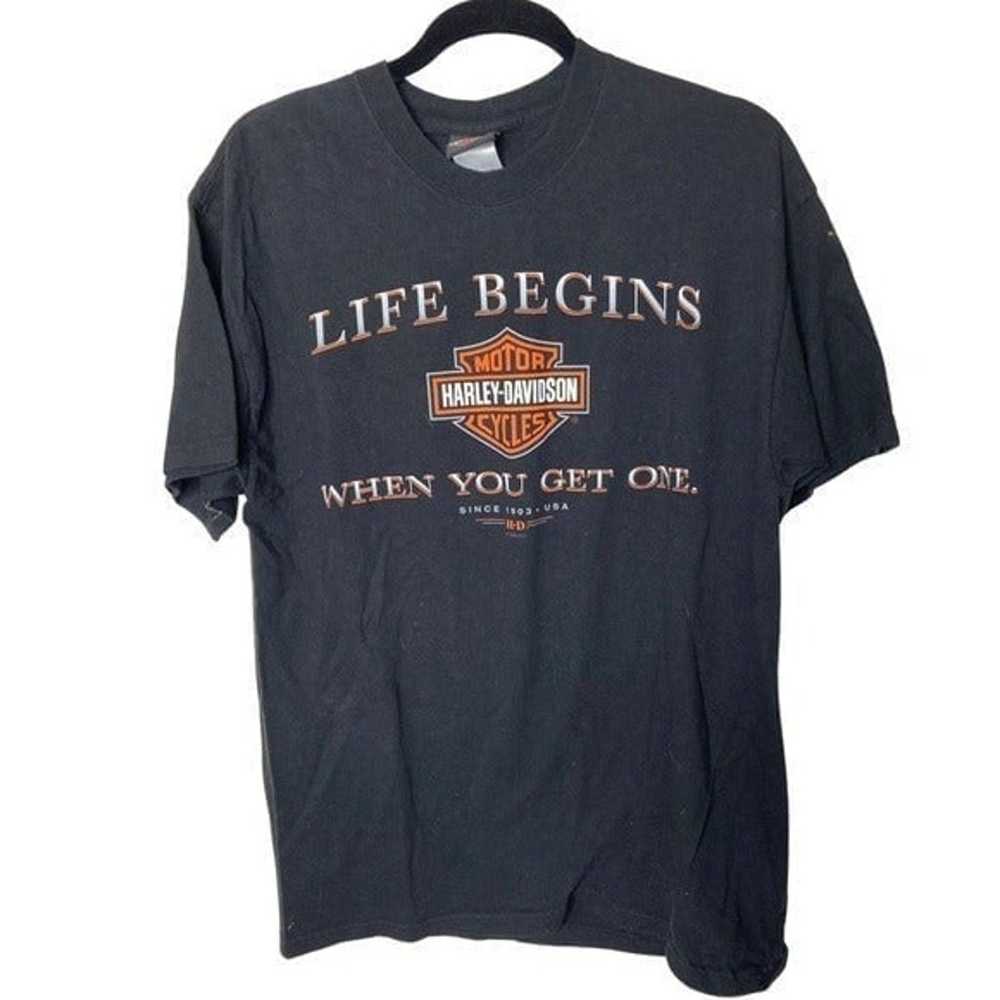 HARLEY DAVIDSON vintage t shirt Life Begins when … - image 1