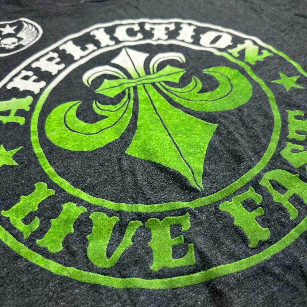 Vintage Y2K Affliction Velvet Graphic Green Grey … - image 5