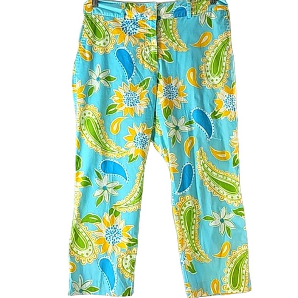 Lilly Pulitzer Women Sz 10 Blue with Sunflower Pa… - image 1