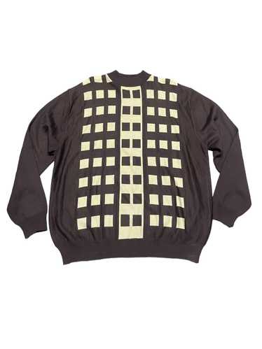 Streetwear × Vintage VTG Brown Checkered Wool Swea