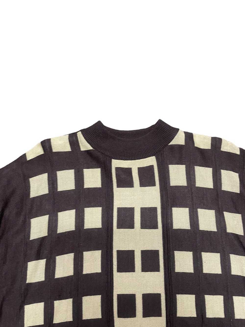 Streetwear × Vintage VTG Brown Checkered Wool Swe… - image 3