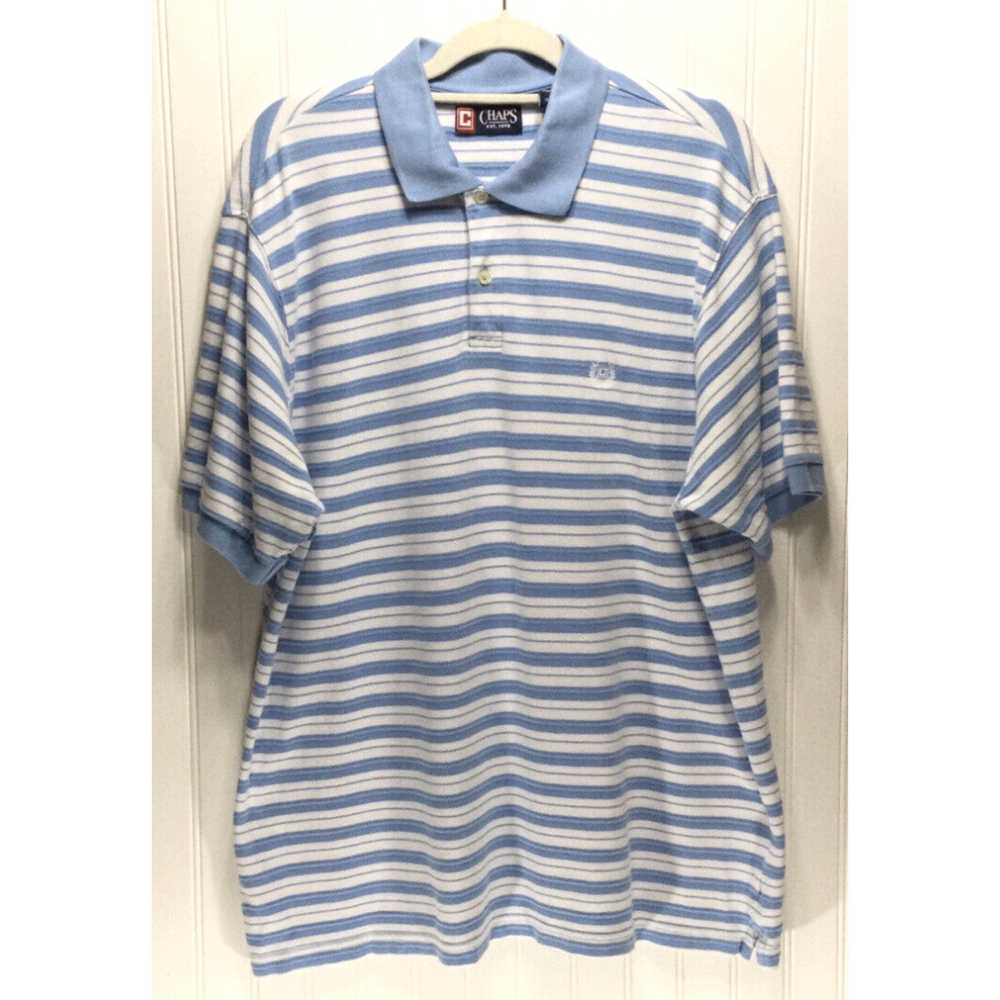 Chaps CHAPS Mens Size XL Blue Striped Cotton Polo… - image 1